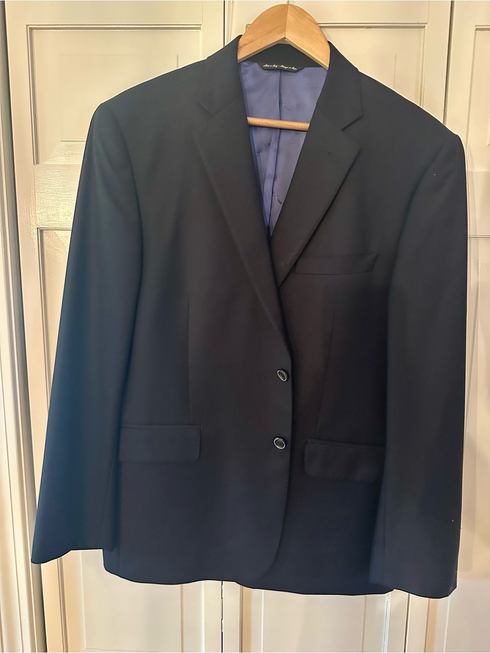 Saks Fifth Ave Navy Blazer, Ermenegildo Zegna cloth, Made in Italy
